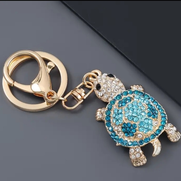 Bespoken For Handbags - BRAND NEW! Crystal Turtle Keychain/Purse Charm, Blue ~ Gift Reptile Lover